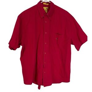 Duck Head Men's XL Dark Red Button Down Shirt Short Sleeve 100% Cotton Business